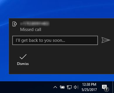 Уведомления о входящих звонках - Уведомления Cortana