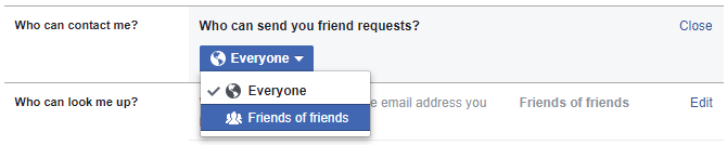 Facebook Who can send you friend requests?