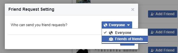 Facebook Friend Request Setting