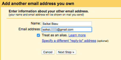 Gmail ، إضافة عنوان بريد إلكتروني آخر