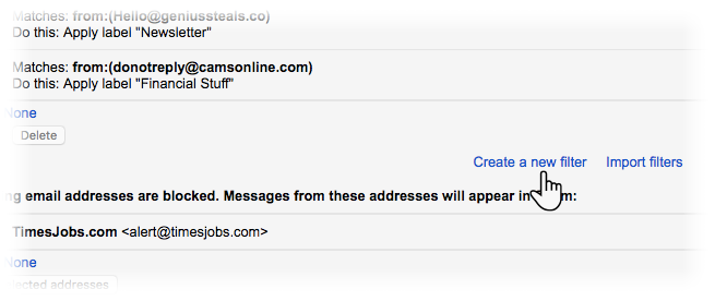 إنشاء فلتر جديد في Gmail