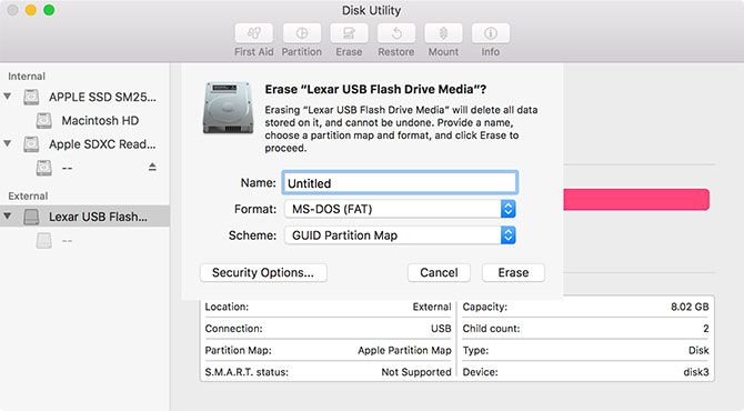 Формат Mac Disk Utility