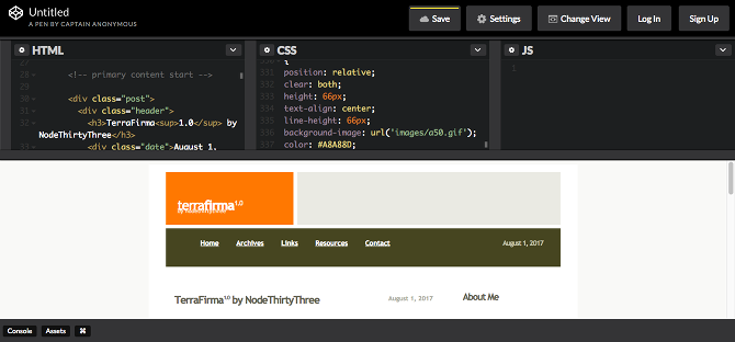 menguji kode html di browser dengan CodePen