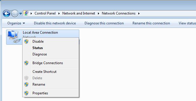 Windows 7 disable network adapter