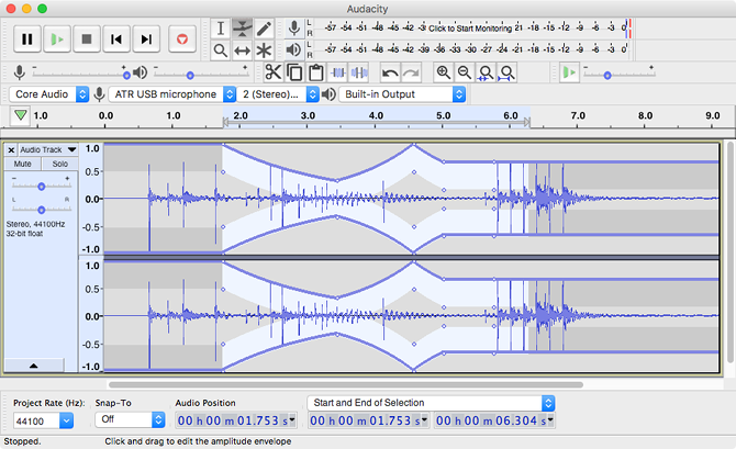 Audacity free music editing software