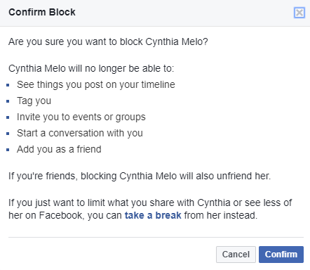 block someone on facebook