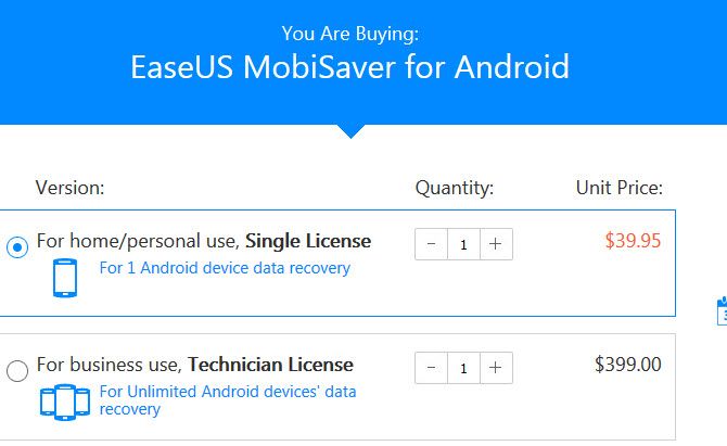 This shows easeus mobisaver android data backup app for backing up or recovering files