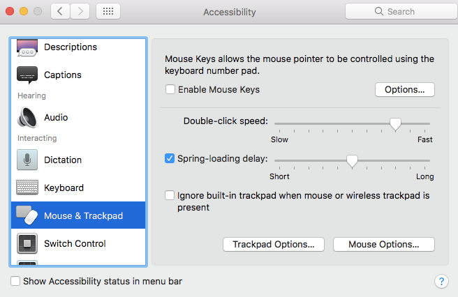 macbook keyboard not working- Mouse Keys
