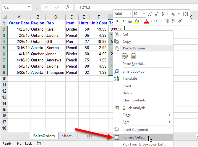 Select Format Cells to hide formulas in Excel