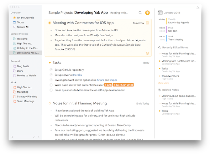note taking apps for mac - Agenda Notes App