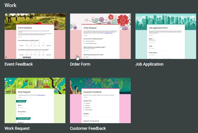 Google Forms Work Templates