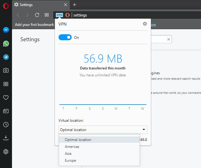 Opera VPN Desktop - best unlimited free vpn services