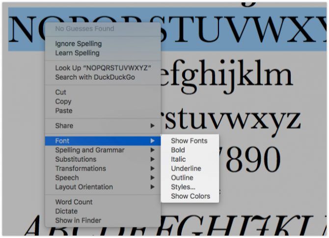 font book mac - customization options