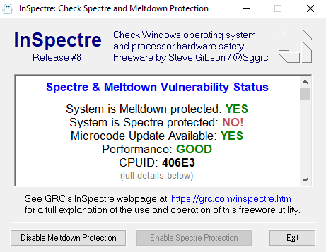 Free Security Tools - InSpectre detects Spectre and Meltdown vulnerabilities in your CPU