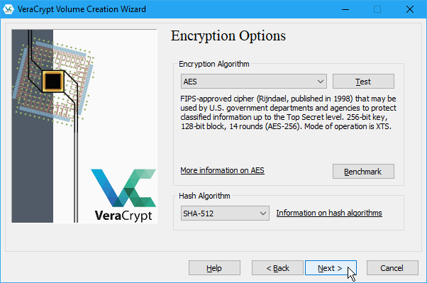 Select Encryption Options