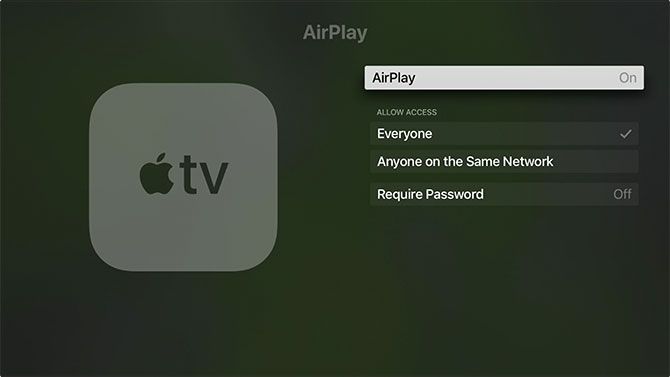 Turn AirPlay On or Off on Apple TV
