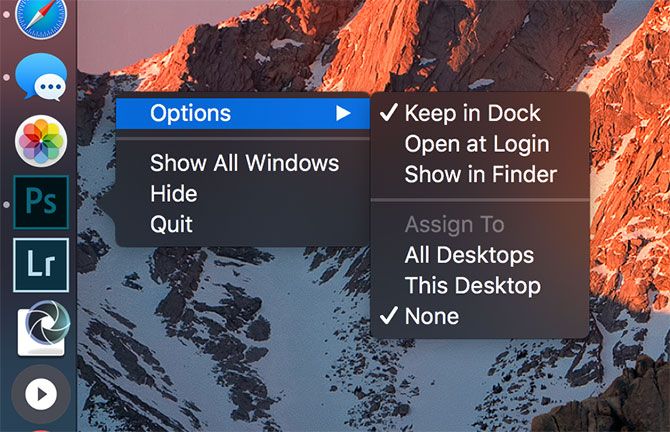 Mac Dock Options