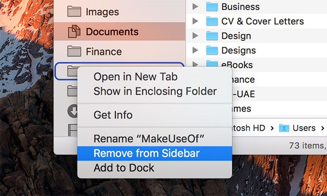 macOS Finder Sidebar Folder