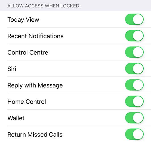 iOS Lock Screen restrictions