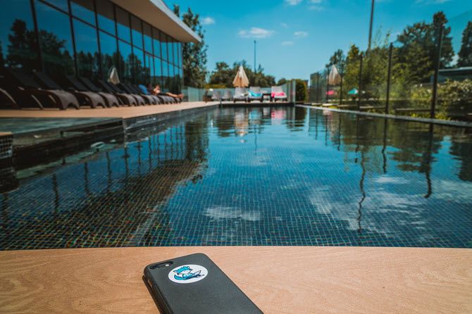 Hot phone by pool