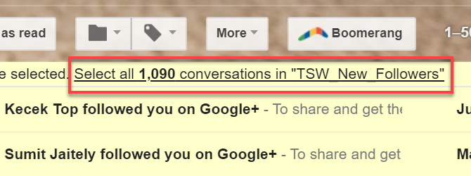 Select conversations in Gmail