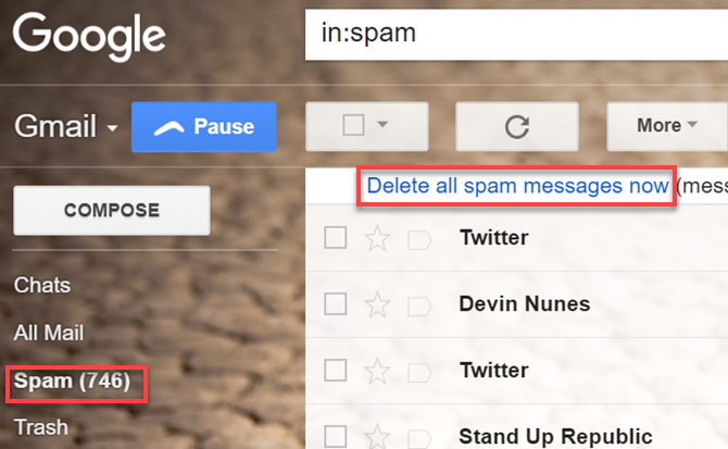 Delete Gmail Spam
