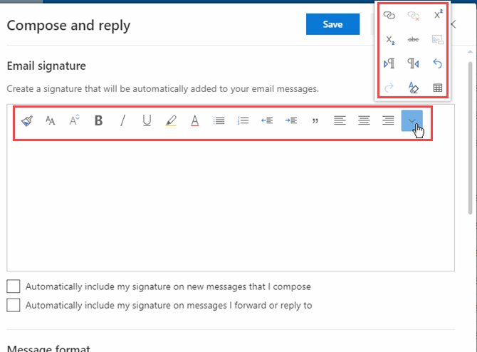 Format a signature in Outlook in Office 365