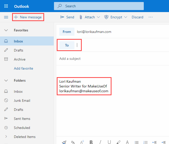 Signature automatically inserted into a new email in Outlook in Office 365