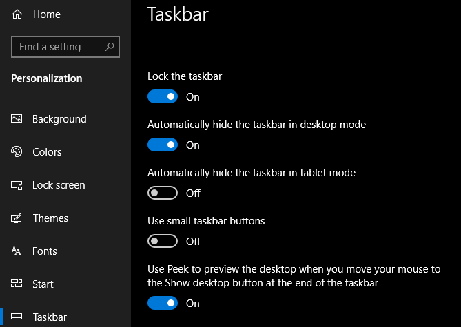 Auto Hide Taskbar Windows