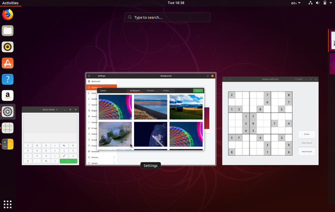 Ubuntu desktop displaying the activities overview