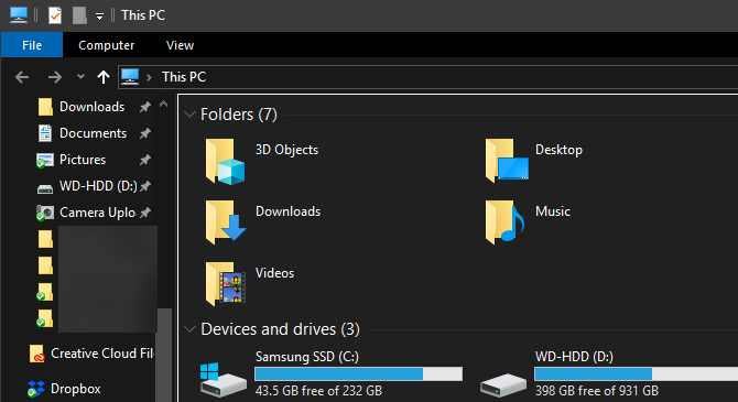 Windows 10 File Explorer Dark