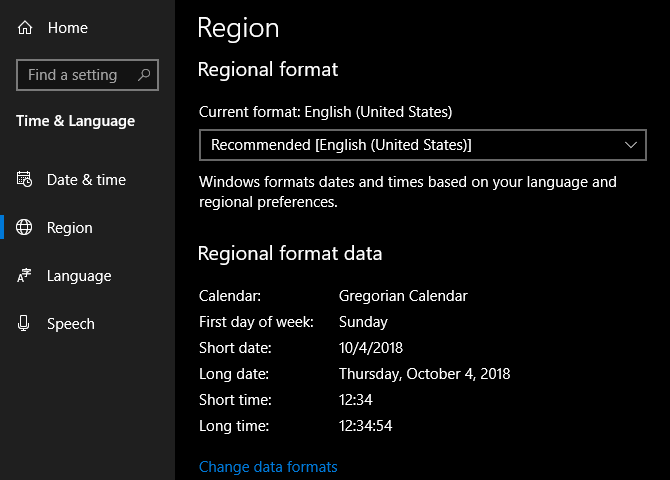 Windows Change Regional Format