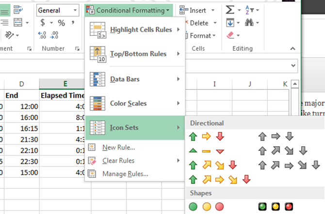 conditional formatting icons
