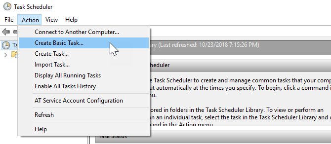 create basic task in task scheduler