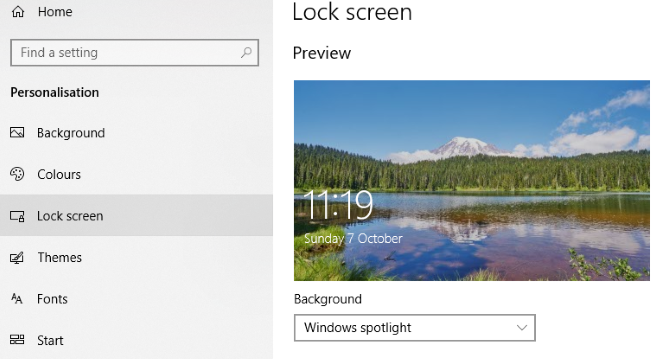 Change the login screen background on Windows 10