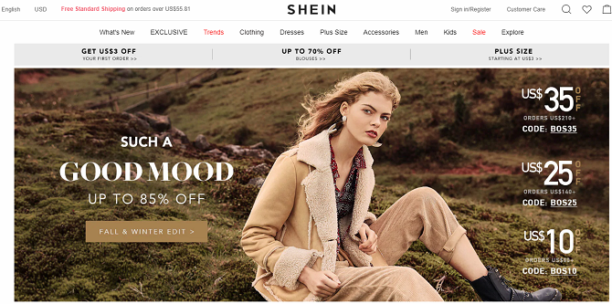 shein homepage