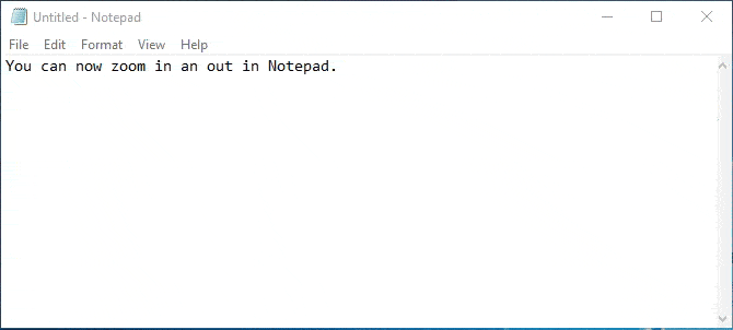 Zoom in and out on text in Notepad