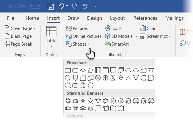 Flowchart Shapes in Microsoft Word