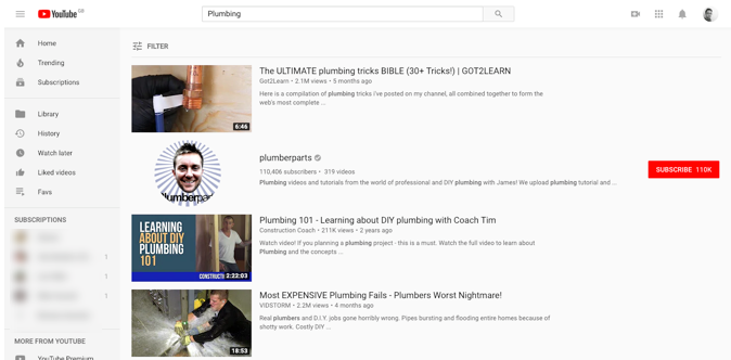 YouTube Home Page
