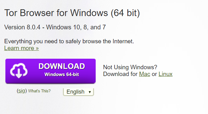 TOR browser official download page