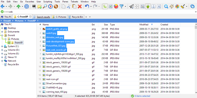 capture of the Windows File Explorer alternative xyplorer main screen