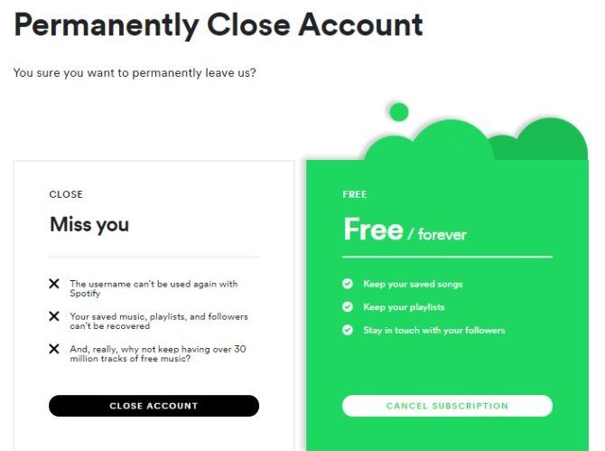 Permanently Close Account Spotify