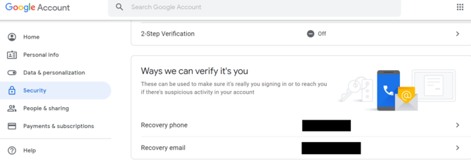 Google Security Settings Erase Phone Number