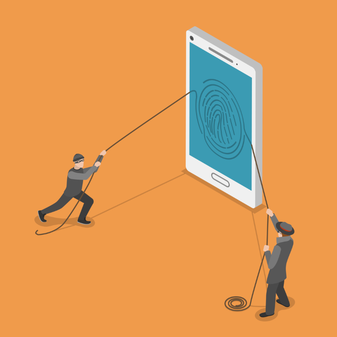 Два хакера извлекают изображение отпечатка пальца из смартфона