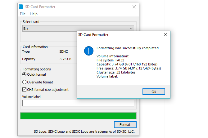 SD Formatter tool