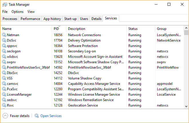 windows 10 task manager services pid