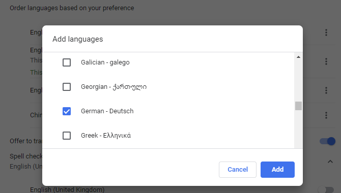 Добавить языки в Google Chrome.