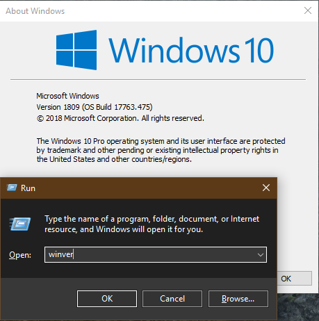 Windows 10 Winver Command
