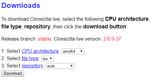 clonezilla download page