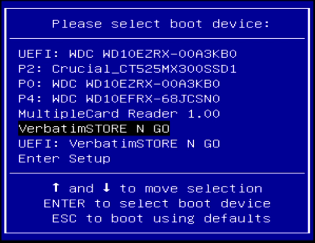 clonezilla select boot device